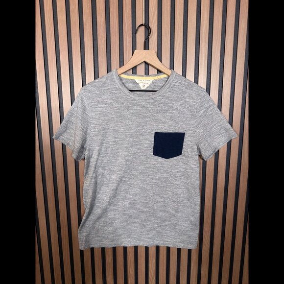 Rag & Bone T Shirt Small Mens Gray Heather Short Sleeve Pocket Tee - Picture 1 of 7